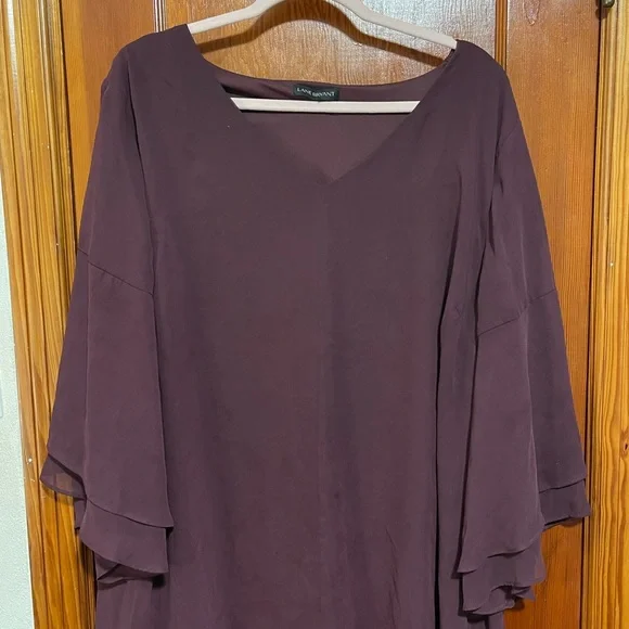 Maroon Flowy Lane Bryant Blouse - Picture 2 of 4